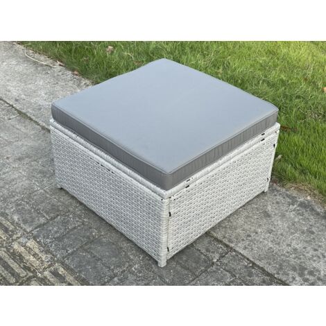 Fimous Gartenmöbel im Freien Großer Fußhocker Helles Grau Hocker Polyrattan Schemel (1/3)