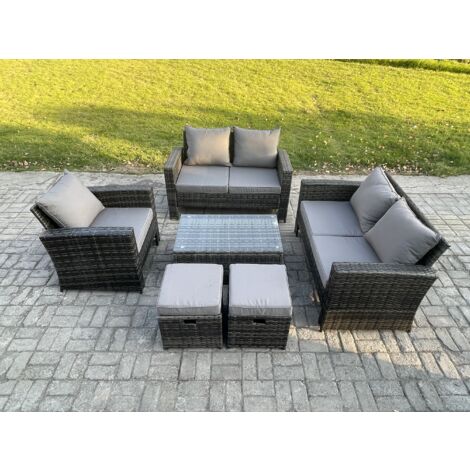 Fimous Polyrattan Gartenmöbel Set 7Sitzer Garten Sofa Stuhl set mit