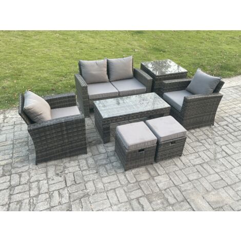 Fimous 6Sitzer Polyrattan Gartenmöbel Set Garten Sofa Set mit