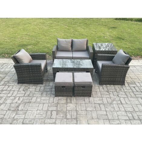 Fimous 6Sitzer Polyrattan Gartenmöbel Set Garten Sofa Set mit