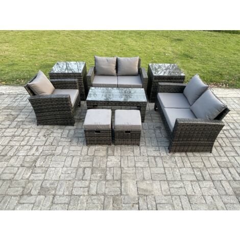 Fimous 7Sitzer Rattan Gartenmöbel Set Garten Sofa Set mit 2