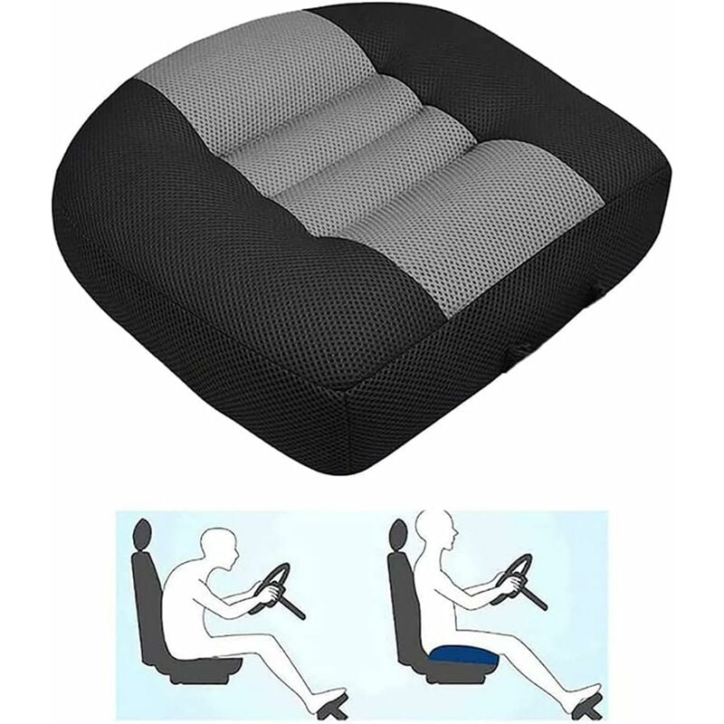 Booster Car Cushion, Car Seat Elevation Cushion For Relief And Comfort With  Breathable Mesh, Increases Field Of Vision By 12cm (black)