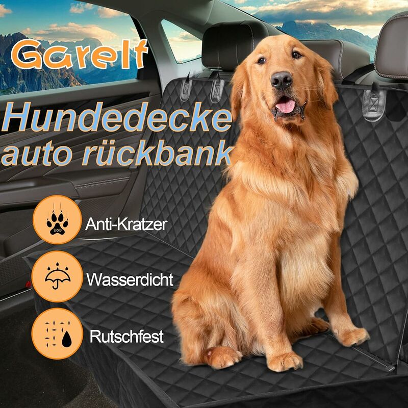 GARELF Dog car cover for car back seat (134x118cm), with 1 elastic dog car  belt, scratch and water resistant, suitable for all trucks, cars and SUVs.