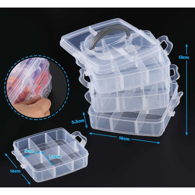 Bead Storage Box, 3 Tier Sorter Plastic Carrying Storage Box with