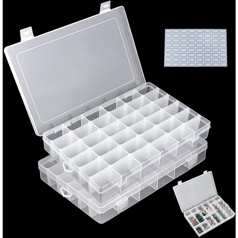 Blue Organizer Box,36 Grids Craft Storage Container,Plastic Organizer