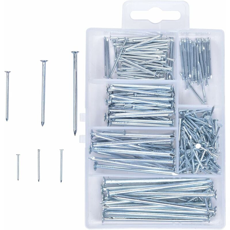 120 Pieces Picture Nails Brass Head Pins Hardened Photo Hooks Coat Hanger Wall Pins 25mm Long, Nail Hook Pins with Plastic Storage Box Picture Nails