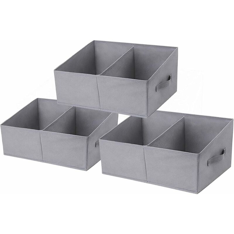 Set of 3 Foldable Open Storage Boxes, Fabric Storage Basket, Storage Crate  with Reinforced Handle, Shelves, Closet for Clothes, Toys, Books, Home  (Gray, Without Cover)