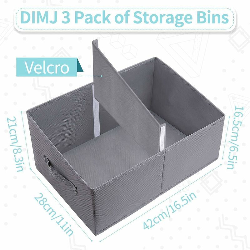 DIMJ Cube Storage Bins, 3 Pcs 11 Foldable Fabric Storage Bin