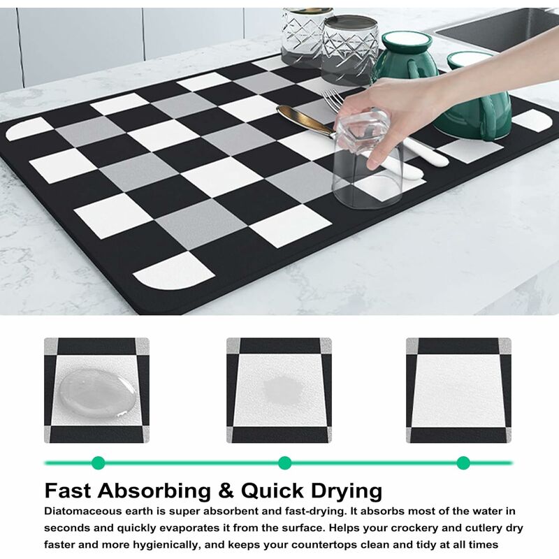  Dish Mat Drying Kitchen Mat,Diatomaceous Stone Absorbent Dish  Drying Mats For Kitchen Counter And Coffee Maker,Kitchen Rubber Dish Drying  Mat (diamond plaid, 11.8*15.7in): Home & Kitchen