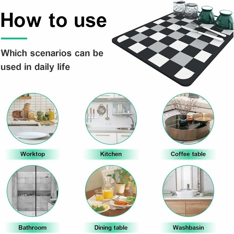  Dish Mat Drying Kitchen Mat,Diatomaceous Stone Absorbent Dish  Drying Mats For Kitchen Counter And Coffee Maker,Kitchen Rubber Dish Drying  Mat (diamond plaid, 11.8*15.7in): Home & Kitchen
