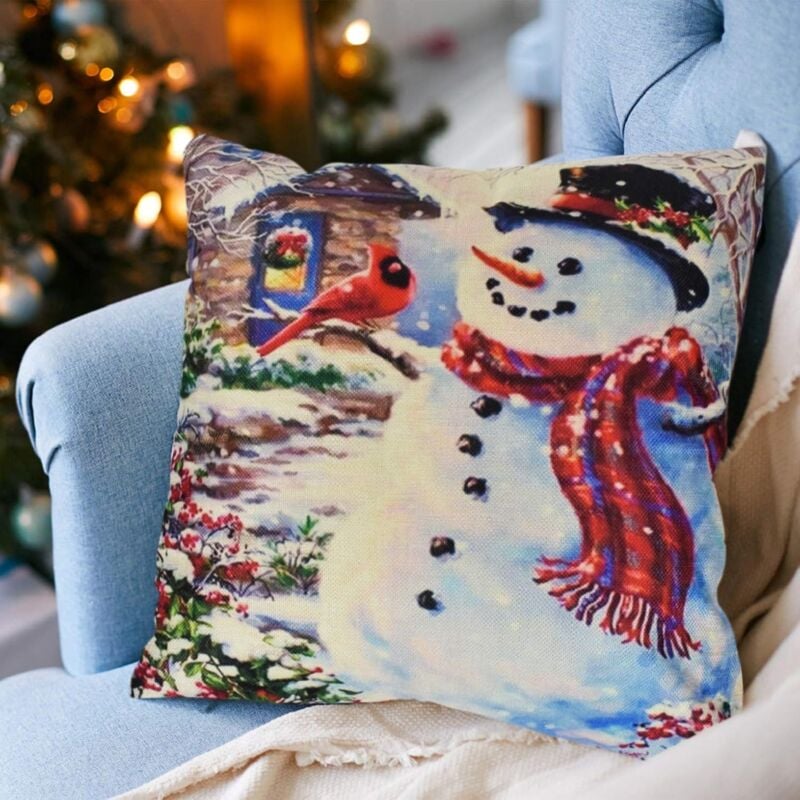 4pcs Blue Christmas Pillow Cases, Farmhouse Christmas Ornaments Merry  Christmas Tree Snowflake Elk Decorative Cushions For Home Sofa, 45x45cm,  Set Of 4, Pillow Insert Not Included