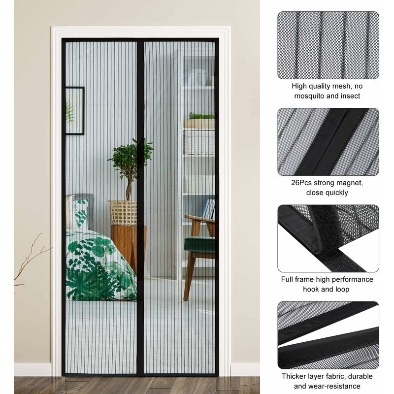 GettyGears Magnetic Window Screen - No Drilling, Hook & Loop Install - View #2