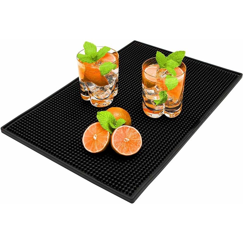 Bar MatKitchen Square Rubber Service Spill Mat PVC Black KTV Bar Drying  Dish Mats