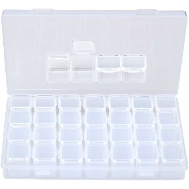 12 Pieces Clear Plastic Small Storage Box With Hinged Lid For Collecting Small Items, Beads, Jewelry, Comes With A Rectangular Box For Storing Small