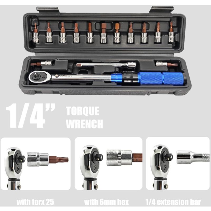 1/4 Inch Drive Torque Wrench,Bike Torque Wrench Set 2-24 Nm,15pcs