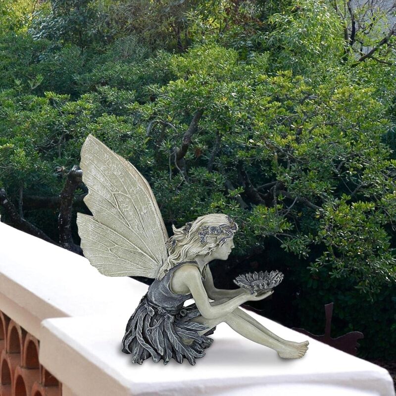 LICHENGTAI Tuin Ornamenten Outdoor, Zittend Fairy Standbeeld Fairy Beeldje met Vleugels Tuin Standbeeld, Hars Woondecoratie Ornament voor Yard Gazon Landscaping Decoraties Home Office Gift