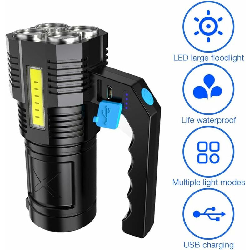 Adjustable Focus Flashlight Rechargeable Tactical Flashlight - 3 Mode ...