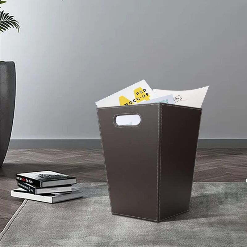 MDesign Metal Waste Bin – Oval Grey Paper & Rubbish Collector