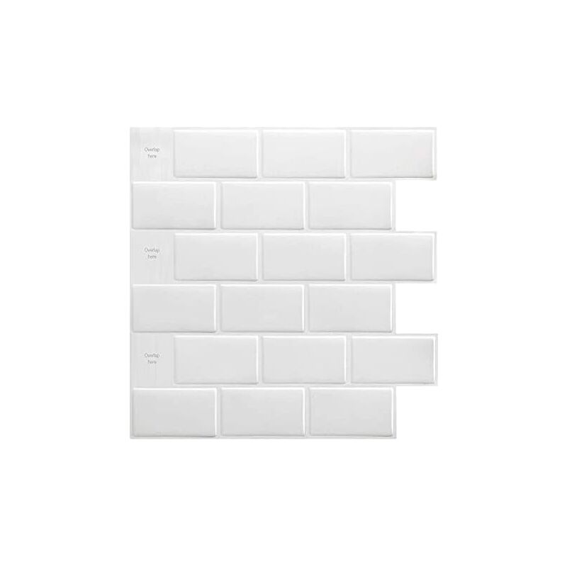 thumbnail image 2 of Self-Adhesive White Subway Tile Peel & Stick Backsplash - 10 Sheets 12x12" For Kitchen & Bathroom 2 of 12
