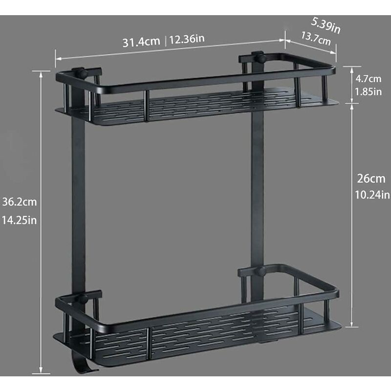 Hawsam No Drill Adhesive Shower Corner Shelf 2 Tier, Wall Mounted Non Rust  Aluminum Stick Bathroom Shelves Caddy Storage Racks Basket For Shampoo