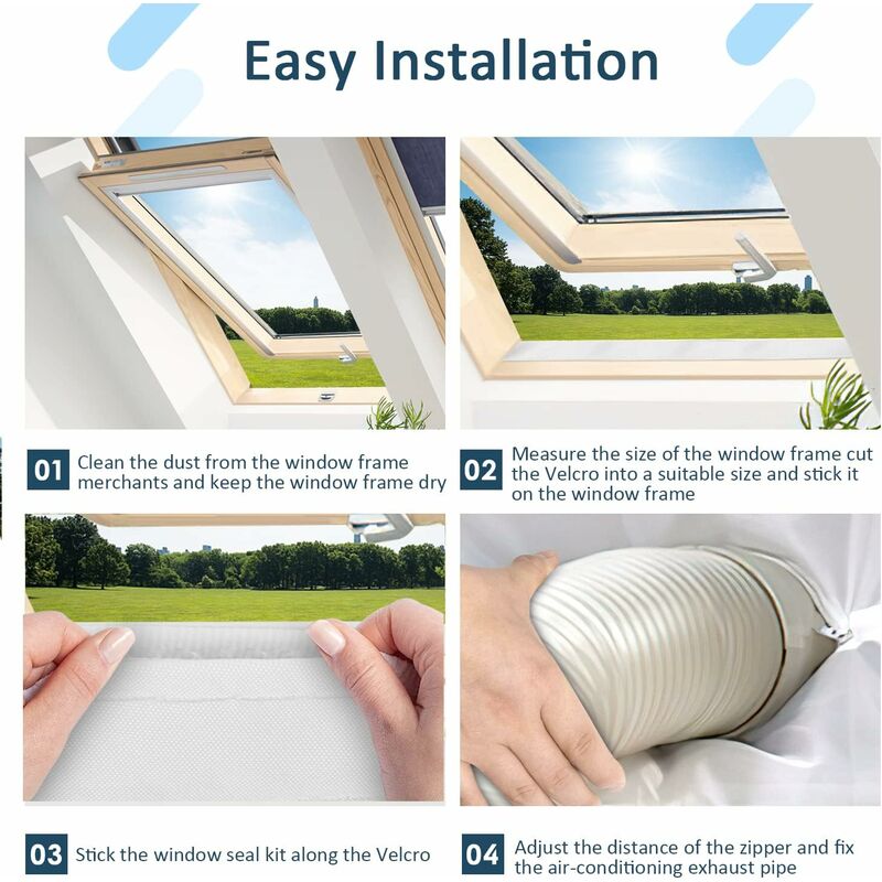Mobile Air Conditioning Window Seal, Center Pivot Window Insulation Cloth,  Perimeter Up to 380cm, Suitable for All Mobile Air Conditioning Units (2x190CM)