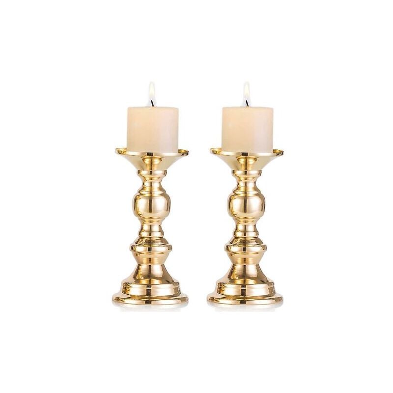 Set Of 4 Gold Metal Pillar Candle Holders, Wedding, Centerpieces For 50mm  Candles With Stand Decoration Ideal For Weddings, Special Events, Parties