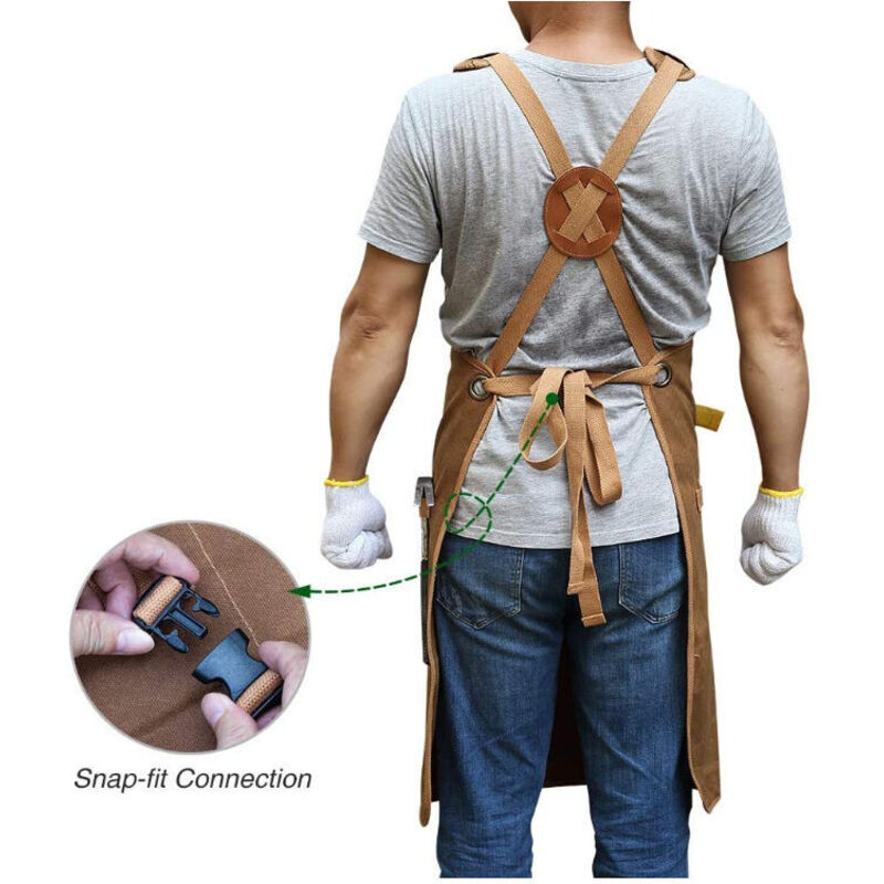 Woodworking Apron For Men 20 Oz Work With 9 Tool Pockets, Heavy Duty Waxed