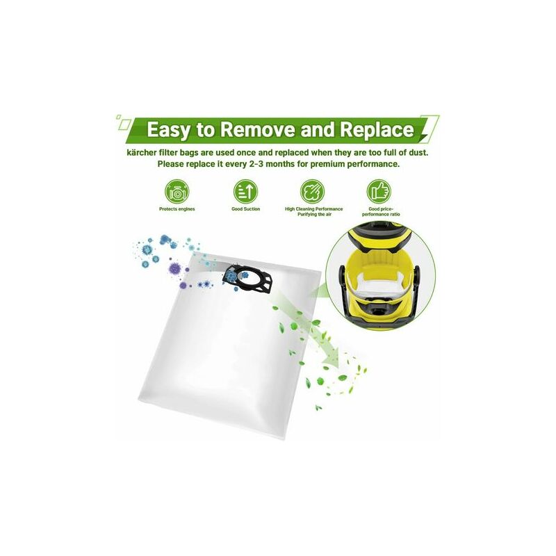 Reusable dust bag for Karcher WD2 Plus, WD3 and WD4 vacuum cleaners –