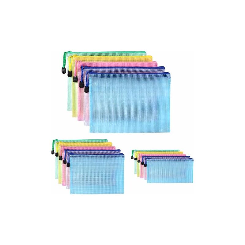  15pcs Mesh Zipper Pouch, 8 Sizes Waterproof Zipper Bags, 8  Colors Waterproof Plastic Document Pouch, Multipurpose For Travel Storage,  Office Appliances, Home Organize