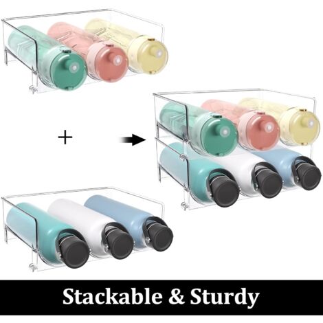 Puricon 2 Pack 6 Compartment Water Bottle Rack, Vertical Stackable ...