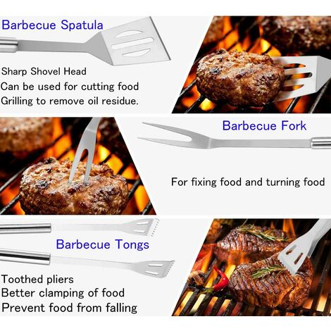 5 Pieces BBQ Tool Set, BBQ Utensils for Grilling, Stainless Steel BBQ Accessories, Grill Tools for Outdoor Camping Garden BBQ