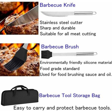 5 Pieces BBQ Tool Set, BBQ Utensils for Grilling, Stainless Steel BBQ Accessories, Grill Tools for Outdoor Camping Garden BBQ