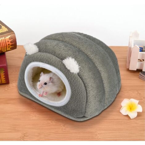Winter House for Hamster, Gray Pet, Cozy and Warm Bed Suitable for Small Animals, Guinea Pig Nest Bedding, Hedgehog, Gerbil, Rat