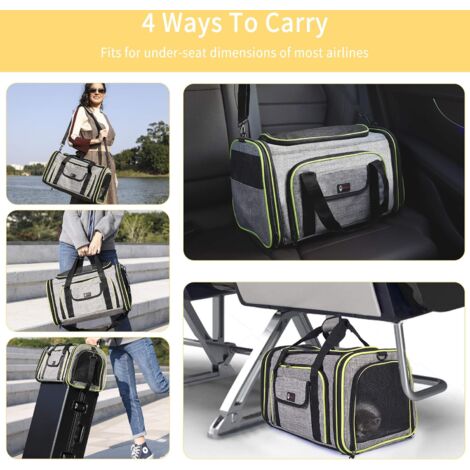 Cat Dog Carrier Bag, Spacious 4-Way Expandable Travel Cage, Collapsible Pet Cat Crate