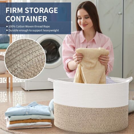 Laundry Basket Storage Basket 50x35cm, Storage Basket with Handles, for Toys, Towels, Blankets, Braided Rope Basket