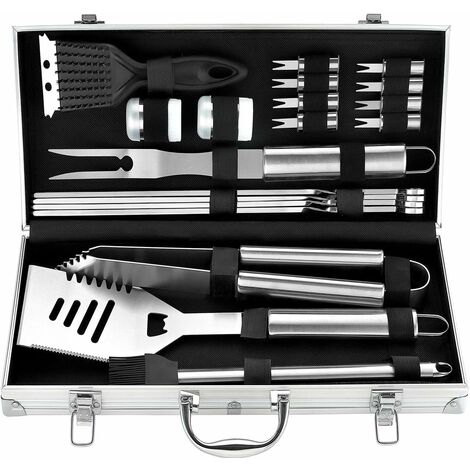 20PCS BBQ Kit - Stainless Steel BBQ Grill Utensils in Aluminum Case - Barbecue Tool Set - Great Father's Day Gift for Men (1/5)
