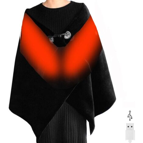 USB Heating Shawl Women Winter Warm Blanket, Electric Flannel Heating Blanket with Auto Shut Off, for Car Office- Washable 160x60cm