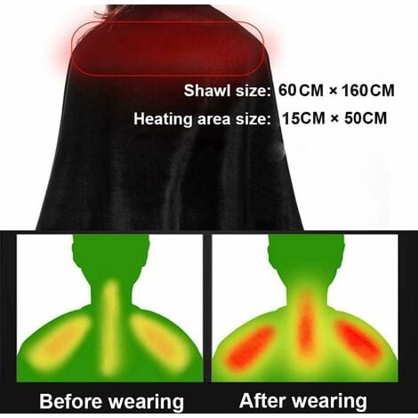 USB Heating Shawl Women Winter Warm Blanket, Electric Flannel Heating Blanket with Auto Shut Off, for Car Office- Washable 160x60cm
