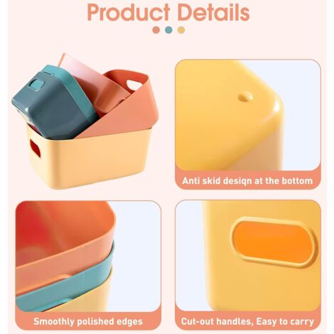 Storage Basket, Set of 7 Plastic Kitchen Storage Box, Storage Basket, Storage Bin, Kitchen Storage Box for Bathroom, Office, Shower Shelf, Baby Toy, Bedroom