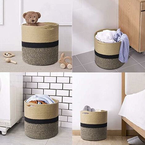 Cotton Rope Baskets, Cotton Rope Laundry Basket, Woven Cotton Rope Storage  Basket, 30 x 30 cm