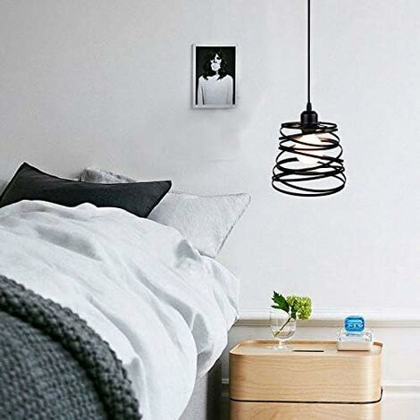 IDEGU Set Of 2 Retro Pendant Light Fixtures E27 Ceiling Light Modern Scandinavian Style 20cm Hemisphere Hanging Lampshade Metal Wood Pendant Light For Bedroom Dining Room Kitchen Restaurant (White