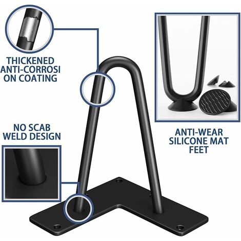 4pcs 10cm DIY Metal Table Legs, Hairpin Legs, Diameter 9mm Furniture Legs for Coffee Table/Dining Table/Cabinet/Wardrobe