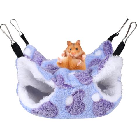 Small Pet Hammock Cage Nest Cozy Hammock Hanging Bed Bunk Our Hamster, Ferret, Parrot, Guinea Pig(Purple，20  20cm)