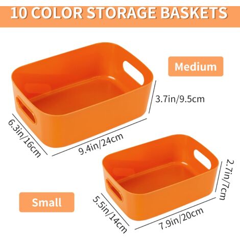 Plastic Storage Basket With Handles, Small Lightweight Storage Box