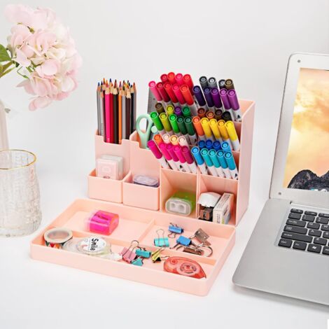 Plastic Desk Decor Office Container Pen Case Stationery Storage Pencil Holder De