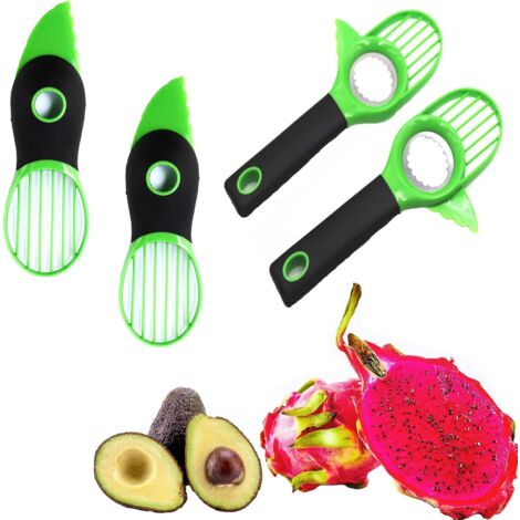 Avocado Slicer 4Pcs Multifunctional Stainless Steel Avocado Cutter Knife 3 In 1 Avocado Peeler Avocado Cutter For Cutting Fruit Kiwi Dragon Fruit And Other Fruits