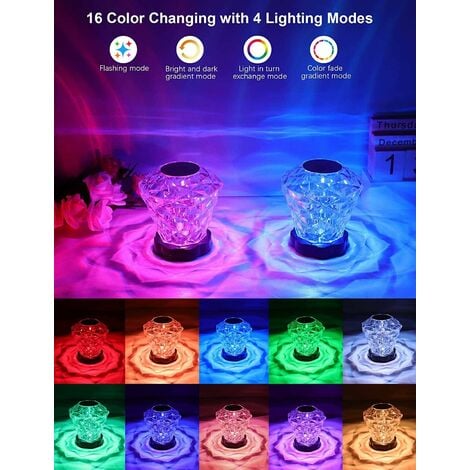 Diamond Crystal Table Lamp, 16 Colors Pink Touch Crystal Lamp with Remote Control 4 Modes USB Dimmable LED Bedside Lamp for Bedroom Living Room Party (Diamond Lamp)