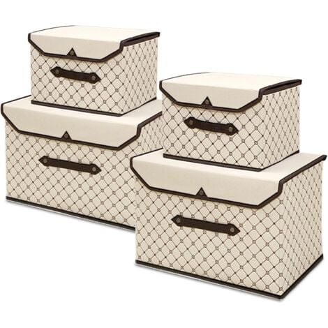 Folding Boxes With Lids for Kallax Shelf Dividers, Set of 4 