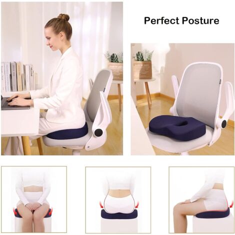 Memory Foam Seat Cushion & Lumbar Support Pillow for Office Chair Car  Wheelchair, 3 Piece Chair Cushion Set with Adjustable Straps for Lower  Back