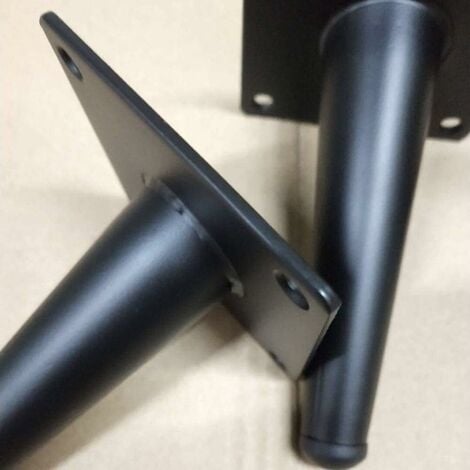 4 Oblique Table Legs,Metal Cabinet Legs,Cone Furniture Legs,Stainless Steel,Black Painted 20cm Tall,Non-Slip Quiet Replacement for Sofas, Tables and Other Legs
